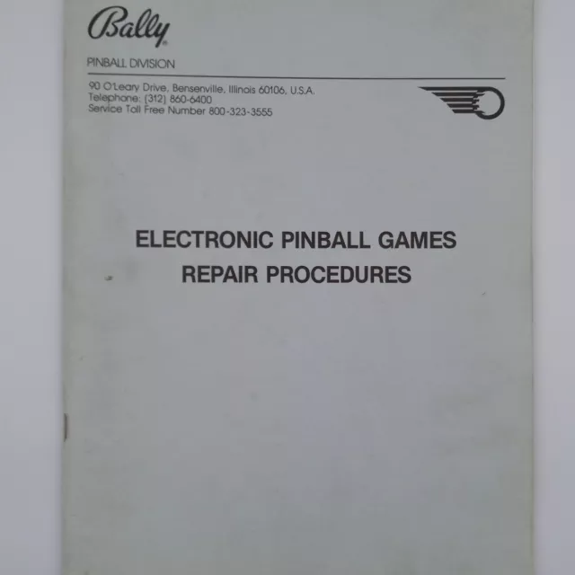 Vintage Bally Electronic Pinball Games Repair Procedure Manual 1980 3rd Revision