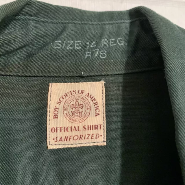 Vintage Boy Scouts Uniform Shirt Sz 14 Regular Mens S Sanforized Explorer BSA 3