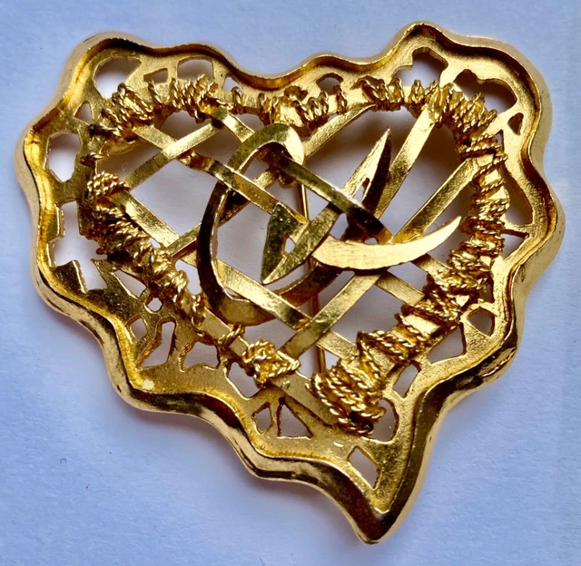 Broche Vintage Plaquée Or Avec Perles Et Cristaux - Estampillée Vpc.p - Parfait état - Bijou élégant Rétro