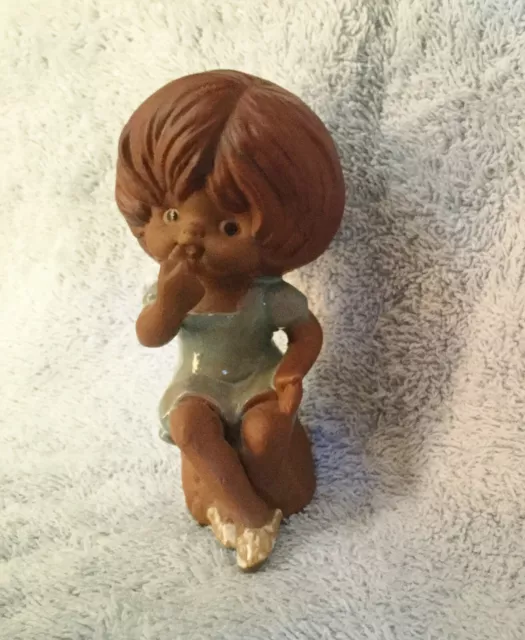 Vintage Gempo Pottery Girl In Green Dress