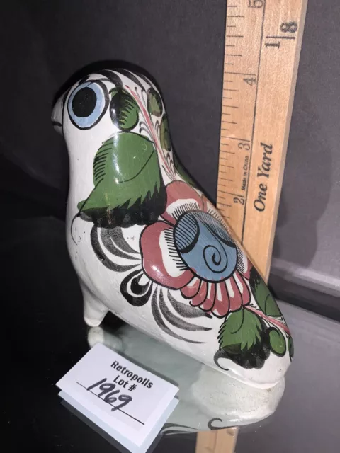 VTG Tonala Mexico Pottery Folk Art Hand Painted Mexican Bird Figurine