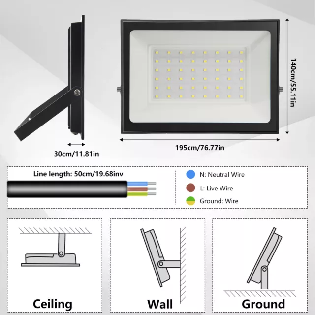 4 Stück 50W LED Fluter Flutlicht Außenlampe Scheinwerfer Baustrahler Kaltweiß DE 3