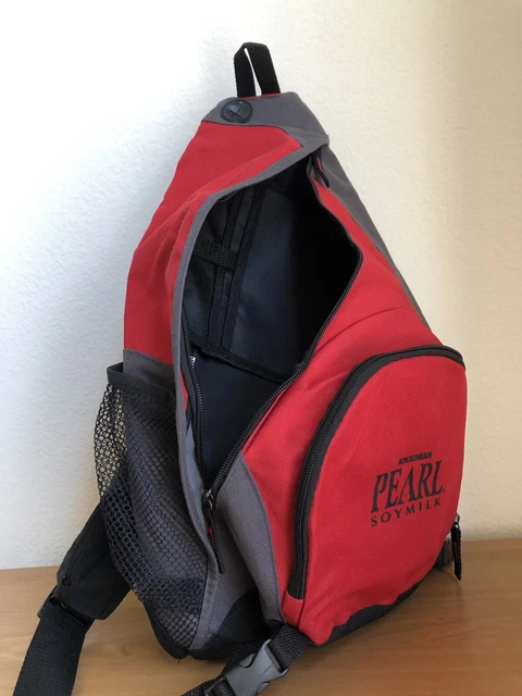 Vtg Unused Triangle Backpack Red Pearl Soy Milk Kikkoman Miulti Pockets