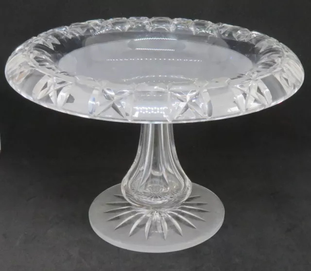 . Clear & frosted glass vintage Art Deco antique footed plate platter tazza
