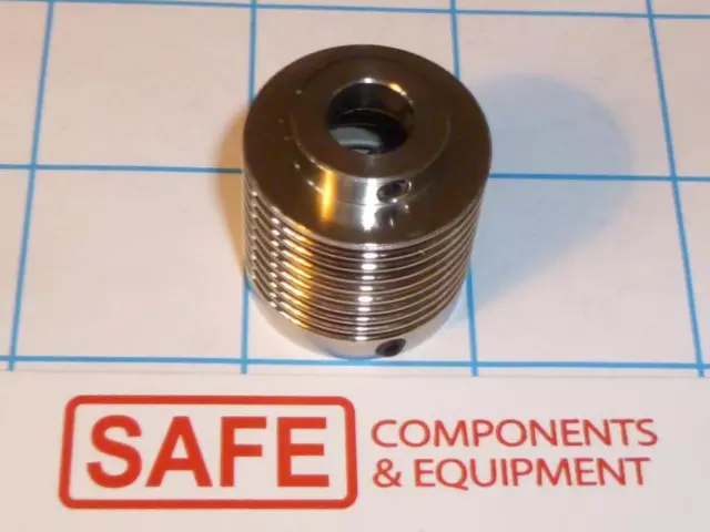 SS Backlash Coupling Bellows Set Screw 1.1" L x 1" OD Bore A 0.5" to B 0.35" R32 2