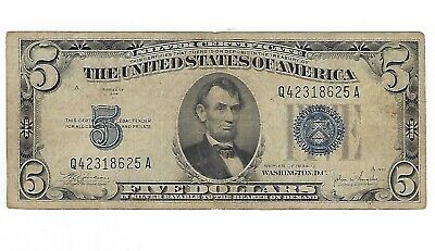 1934 C Series $5 Silver Certificate Paper Money Five Dollars Circulated Currency