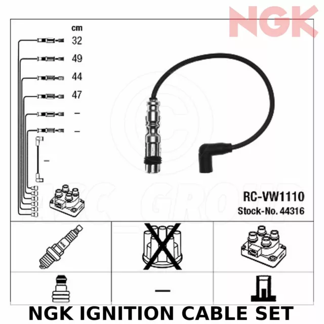 NGK Ignition Cable Set (HT Leads) - Stk No: 44316, Part No: RC-VW1110