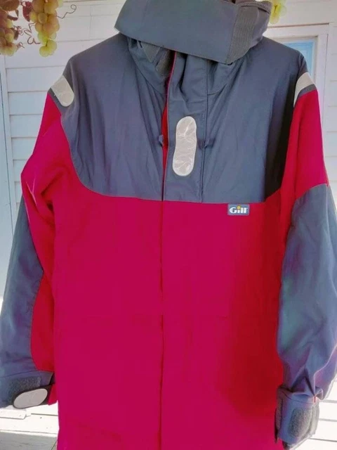 GILL Coast Sport Jacket Sailing Waterproof Coat Size 10 Red / Gray