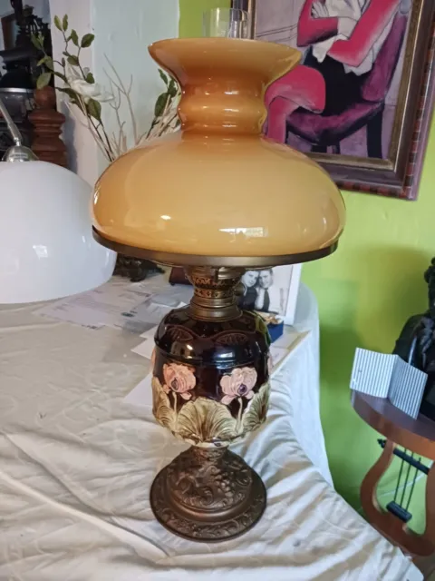 Jugendstil Petroliumlampe Majolika