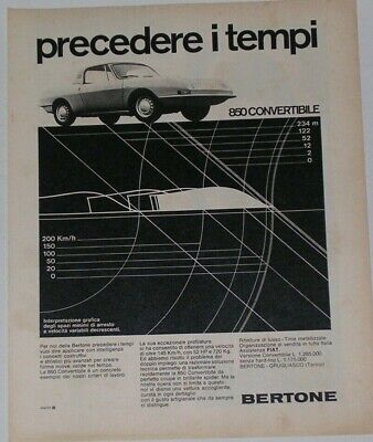 FIAT 850 convertibile BERTONE_pubblicità originale del 1967_old advertising 