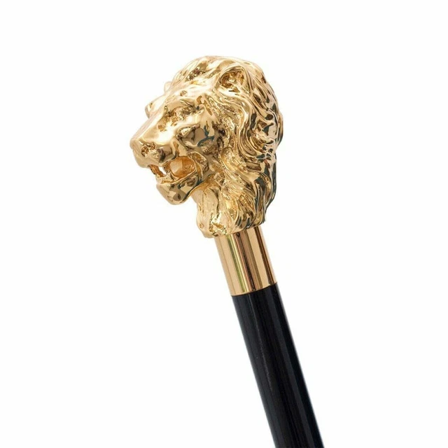 Antique Style Walking Stick Solid Vintage Designer Lion Head Wooden Cane Gift
