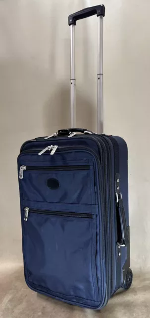 Kirkland Signature 22” Upright Carry On Expandable Wheeled Suitcase Navy Blue
