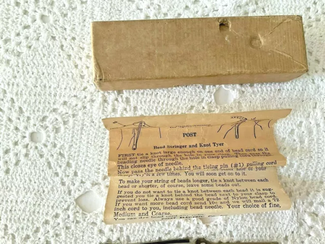 Tintor de nudo con cuentas Post Electric Company Vintage Original Caja Instrucciones