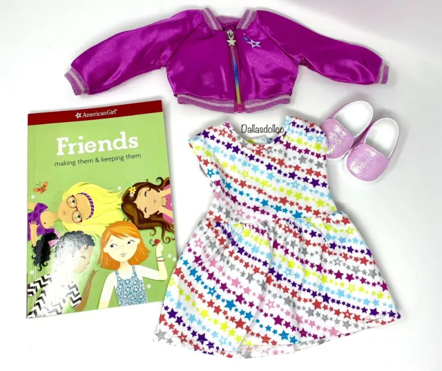 American Girl 2020 Truly Me MEET OUTFIT Sparkle & Shine Dress Jacket Shoes Book