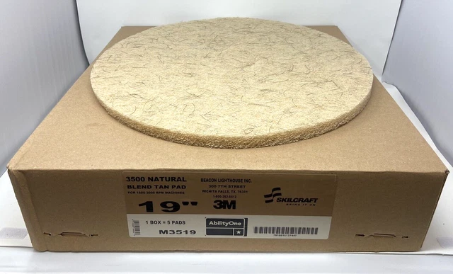 Case of 5 - 3M 3500 Natural Blend Burnishing Pads - Tan - 19" - M3519