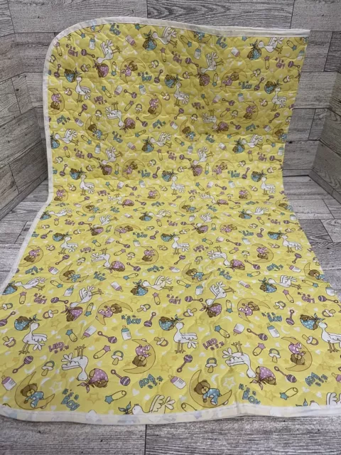 XLg Baby Loovi Diaper Changing Pad 25”x 31” Bear Storks Unisex Yellow Travel Mat