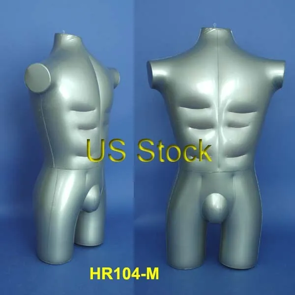 Brand New Silver Male Inflatable 3/4 Torso Mannequin HR104-M