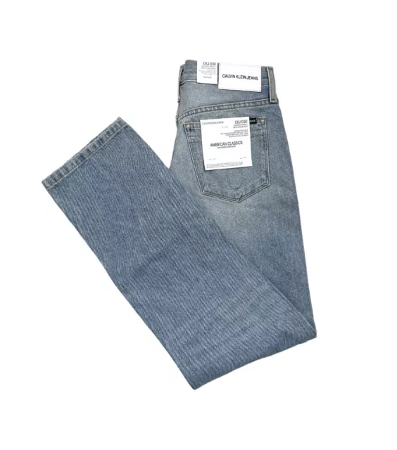 Calvin Klein CKJ 030 High Rise Straight Distressed Denim Blue Jeans Size 29