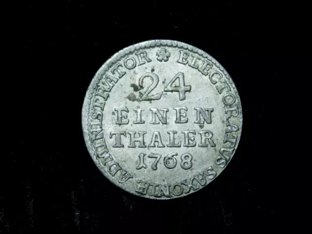 1768 German States Saxony 1/24th Thaler Silver Coin