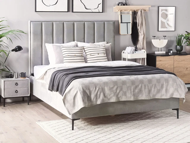 Ensemble de Chambre à Coucher Lit Double 140 x 200 cm avec Coffre et 2 Tables d 2