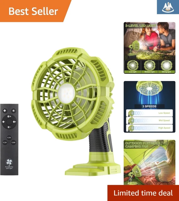 7 Inch Camping Fan - Ryobi ONE+ 18V Li-ion Ni-CD Ni-MH Battery - LED Work Light