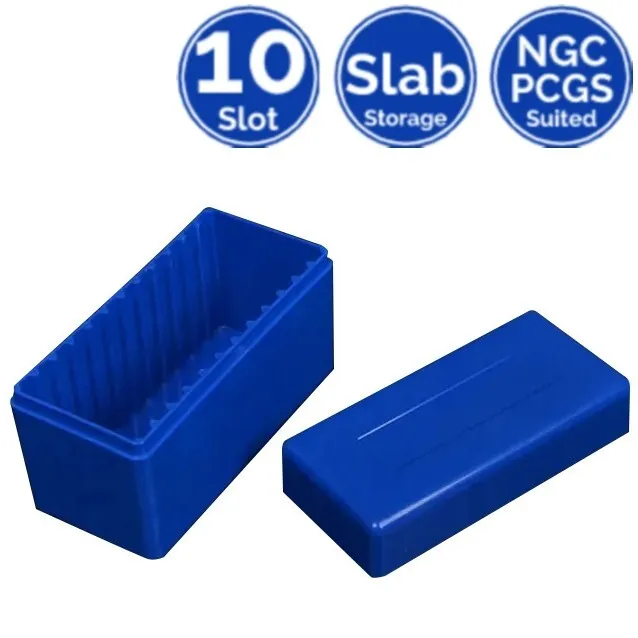 10 Slot Slab Coin Blue ABS Plastic Storage Box Case Holder 4 PCGS NGC ANACS ICG