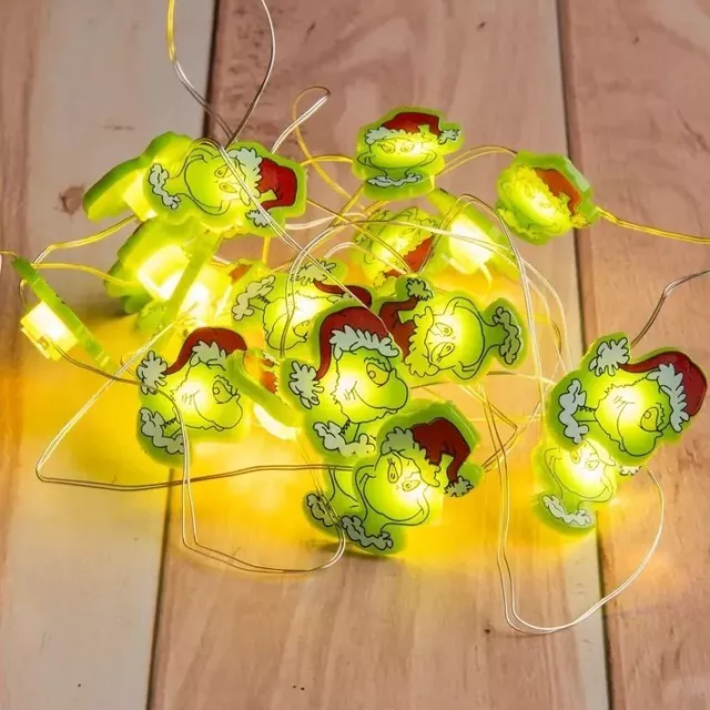 NEW the Grinch Who Stole Christmas 7 ft 20 LED Mini string lights Village Decor