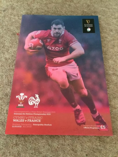 Wales v France Friday 11th March 2022 Guinness Six Nations Match Programme