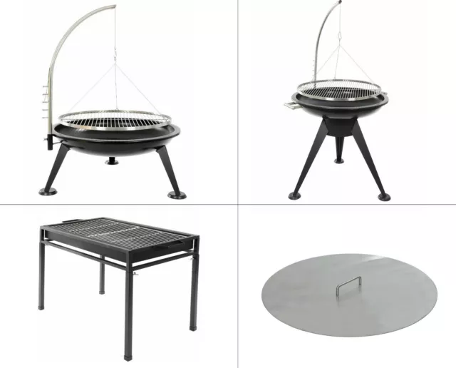 BBQ Deluxe Schwenkgrill 65 und 80 cm  - Standgrill - Feuerdeckel für Feuerschale