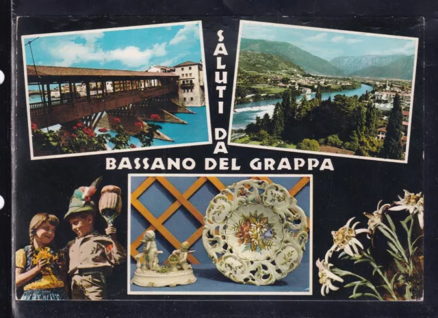 Cartolina Saluti da Bassano del Grappa VEDUTINE BAMBINI EB1084