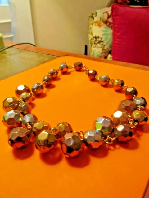 Gorgeous ROBERT ROSE Brown Metallic Faceted Bead Necklace 18-1/2 Inches