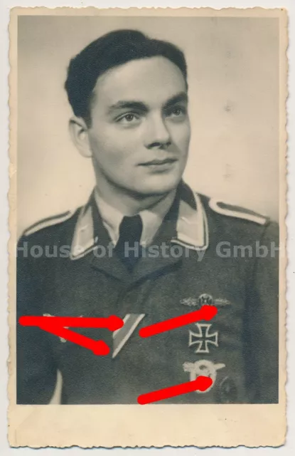 128555, Portraitfoto Luftwaffe: Pilot Frontflugspange Flugzeugführer EK VWA