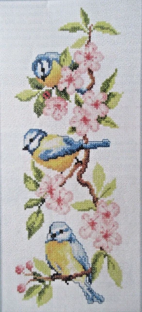 Orchidea Kreuzstich-Set 'Blaumeisen Auf Blumen' – Inkl. Aida-Stoff, Garn & Karton