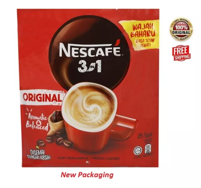 NESCAFE 3 in 1 Blend & Brew Original Instant Coffee 25 sticks - Free Shipping