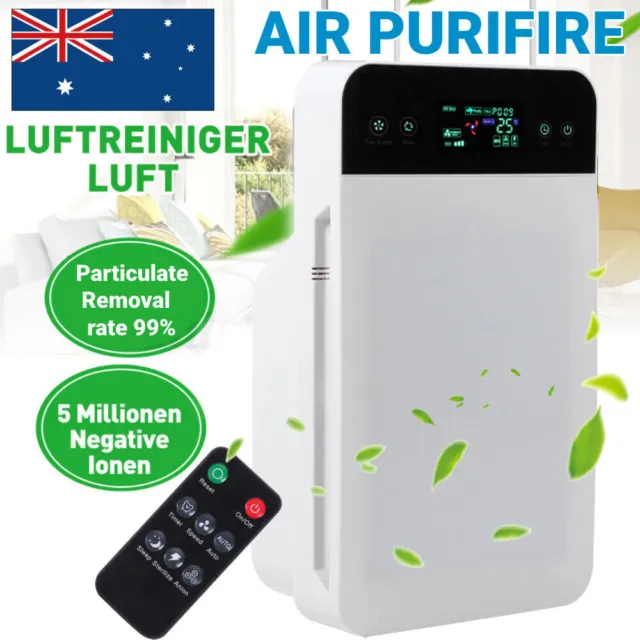Air Purifier HEPA Filter Remote Control PM2.5 Smoke Dust Germ Odor Cleaner