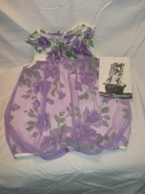 Vintage Betsey Johnson Toddler Girls 18M NWT Purple Floral Netting Romper Tag