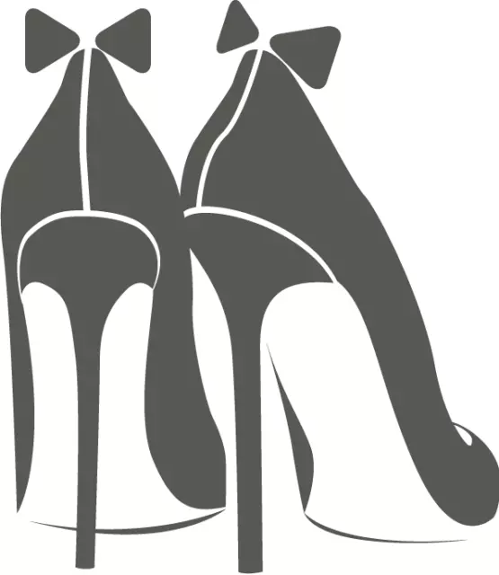 21cm x 24cm High Heel Shoe With Bow Wall Art Sticker