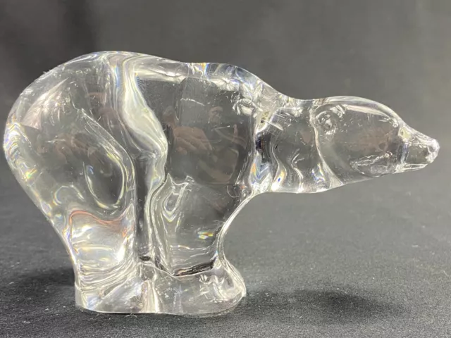 Presse-papier sujet à l'ours polaire en cristal de style Baccarat