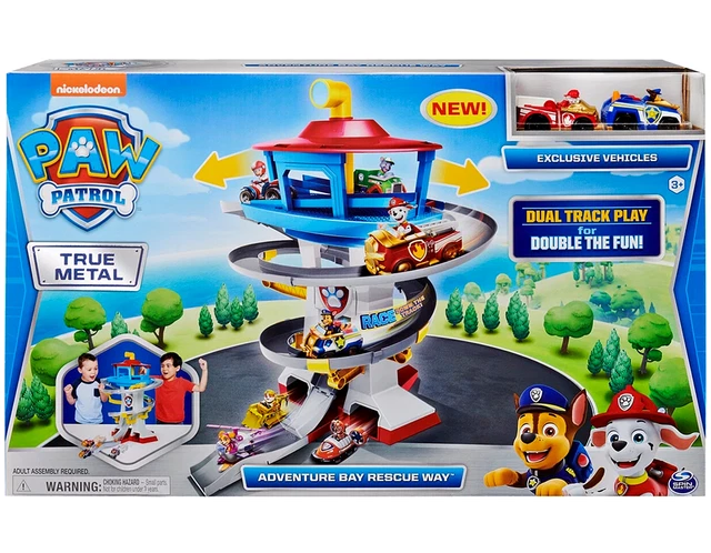 PAW PATROL TRUE Metal Zentrale Mighty Pups Auto Rennbahn Spielzeug NEU