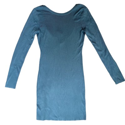 OPEN EDIT Women's Sz Small Long Sleeve Sweater Dress Scoop Back Green Urban NWT