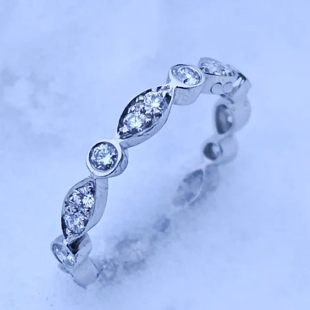 Tiffany & Co. Jazz Swing Diamond Ring Eternity Wedding Band Platinum Sz 8