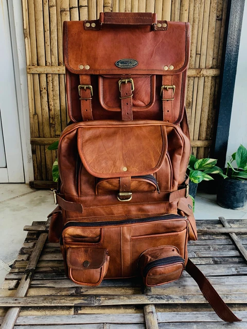 Sac à dos Marron en cuir véritable artisanal haute qualité