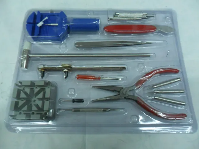 Blister Kit Per Riparazione Orologi Con Apri Casse Maglie Batteria 16 Pz