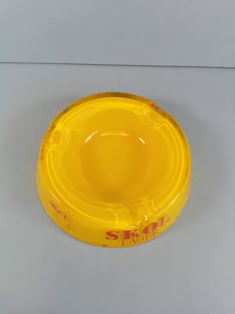 Skol Yellow Glass Ash Tray