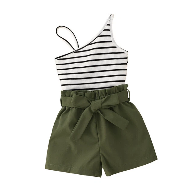 Toddler Kids Baby Girls Clothes Striped Ruffle Romper Jumpsuit Outfit Sunsuit
