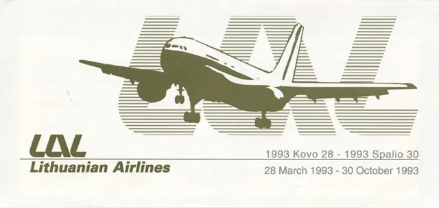Lithuanian Airlines timetable 1993/03/28