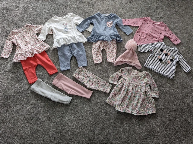 Next Baby Girl Tops Leggings Dress Hat Bundle Size 0-3 Months