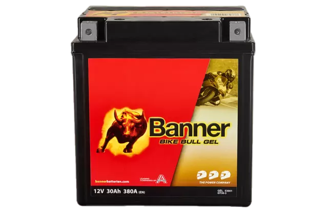 Motorradbatterie 30Ah Banner Bike Bull GEL 53001 12V 380A GT30-3 Gelbatterie