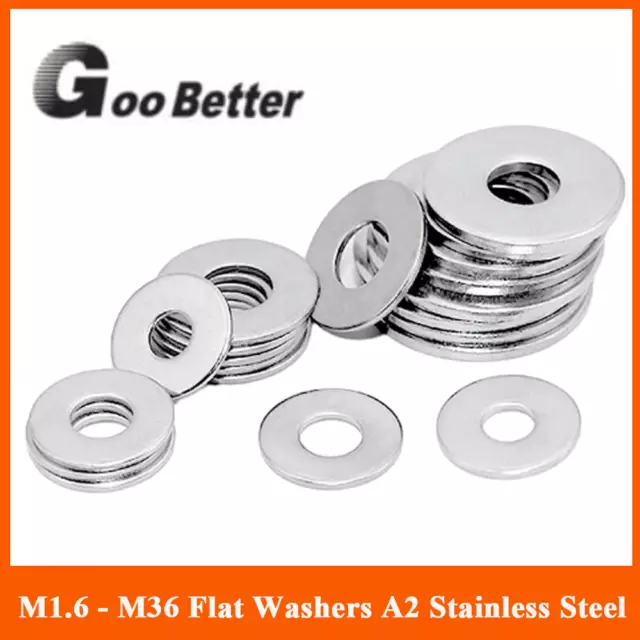 Stainless Steel Flat Washers Sealing Gasket Seal Round Spacer Washer M1.6 - M36