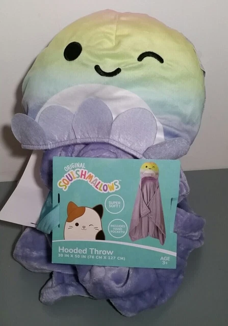 Squishmallows Hooded Throw - Couverture Avec Capuche 30x50 - Enfant - Multicolore - Neuf Avec étiquettes